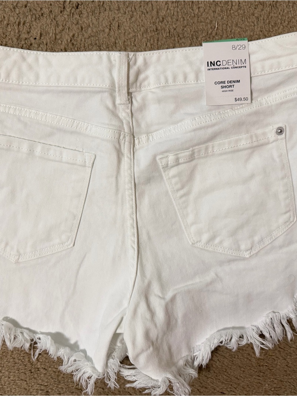 INC International Concepts White Frayed Denim Shorts